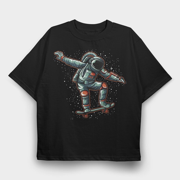 Astronaut Skateboarding, Tricou Oversize Barbati (Unisex)