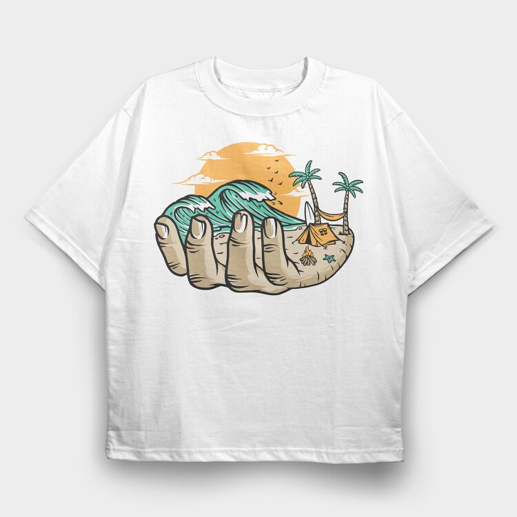 Beach Hand Tent, Tricou Oversize Barbati (Unisex)