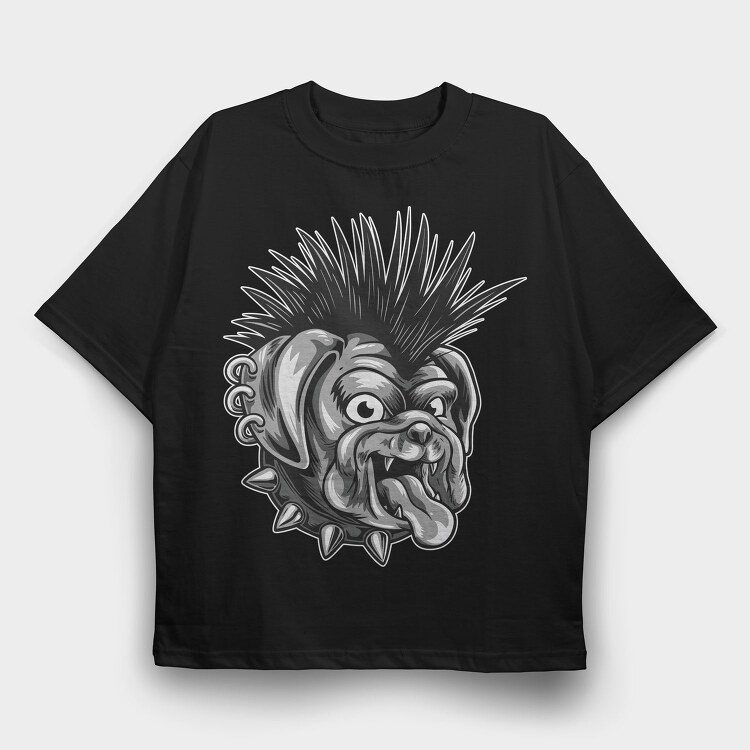 Bulldog Punk, Tricou Oversize Barbati (Unisex)
