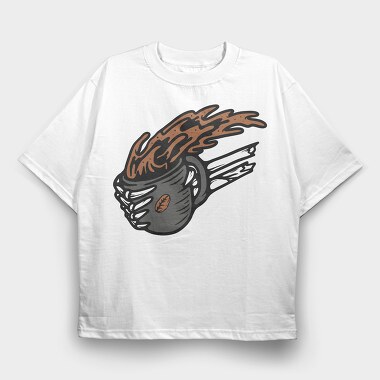 Burning Coffee Cup, Tricou Oversize Barbati (Unisex)