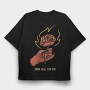Burning Rose Hand, Tricou Oversize Barbati (Unisex)