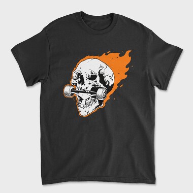 Burning Skull Roller, Tricou Barbati (Unisex)