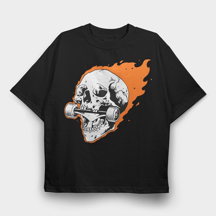 Burning Skull Roller, Tricou Oversize Barbati (Unisex)