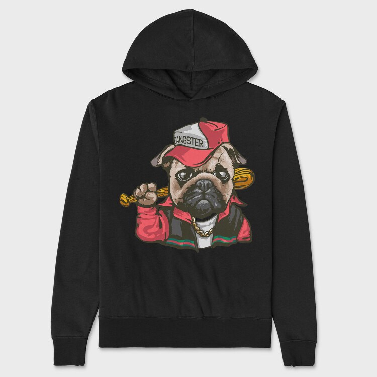 Pug Gangster Bone, Hanorac Oversize Barbati (Unisex)