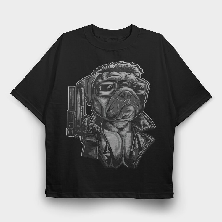 Pug Pilot, Tricou Oversize Barbati (Unisex)