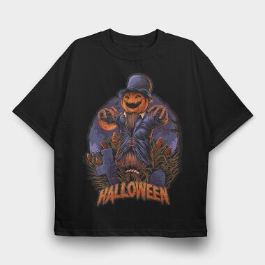 Pumpkin Scarecrow Halloween, Tricou Oversize Barbati (Unisex)
