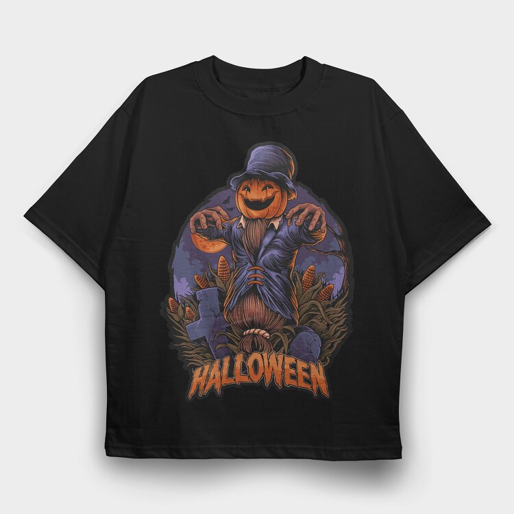 Pumpkin Scarecrow Halloween, Tricou Oversize Barbati (Unisex)