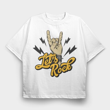 Rock On Hand Sign, Tricou Oversize Barbati (Unisex)