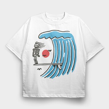 Skeleton Wave Ride, Tricou Oversize Barbati (Unisex)