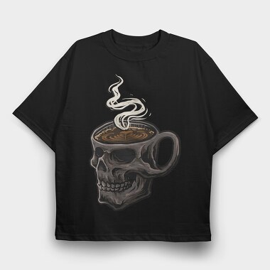 Skull Coffee Steamer, Tricou Oversize Barbati (Unisex)