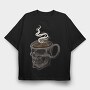 Skull Coffee Steamer, Tricou Oversize Barbati (Unisex)