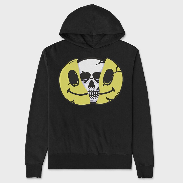 Skull Smiley, Hanorac Oversize Barbati (Unisex)