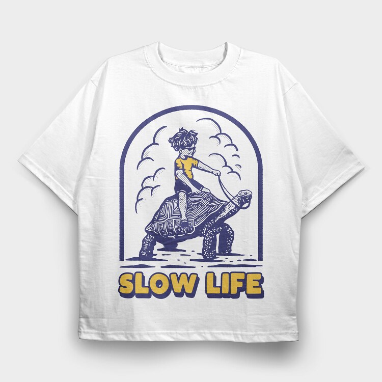Slow Turtle Ride, Tricou Oversize Barbati (Unisex)