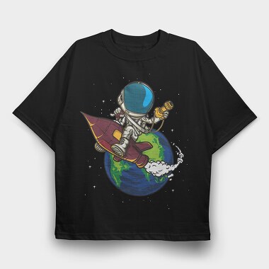 Space Rocket Explorer, Tricou Oversize Barbati (Unisex)