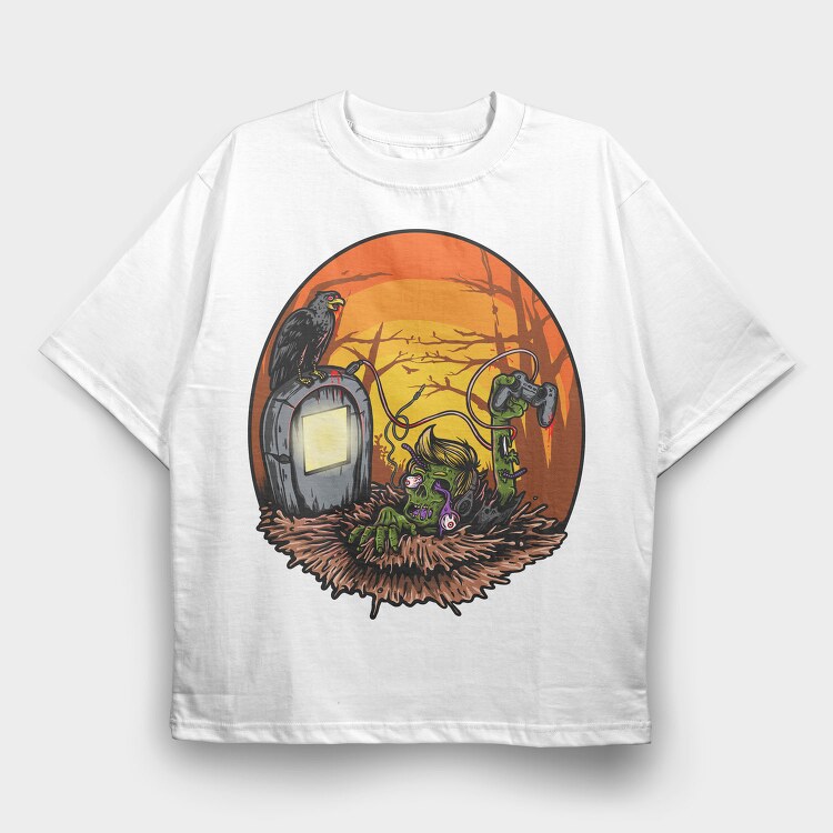 Zombie Gaming Horror, Tricou Oversize Barbati (Unisex)