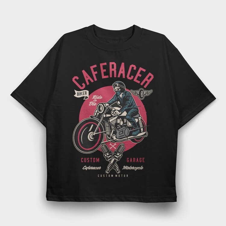Caferacer Garage, Tricou Oversize Barbati (Unisex)