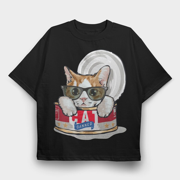 Canned Cat Cool, Tricou Oversize Barbati (Unisex)
