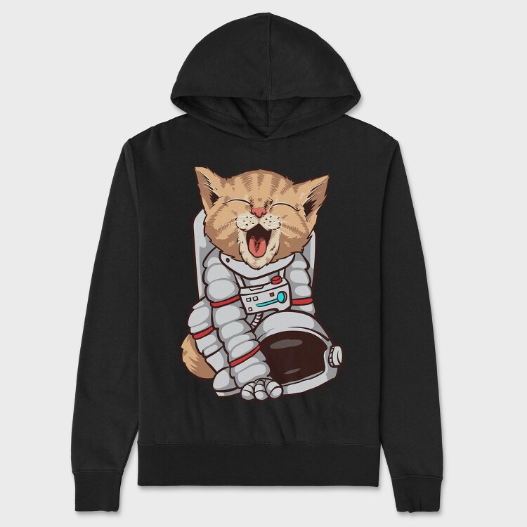 Cat Astronaut Space, Hanorac Oversize Barbati (Unisex)