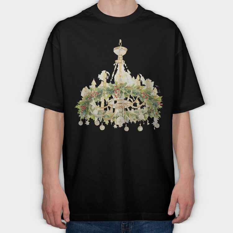 Christmas Chandelier Holly, Tricou Oversize Barbati (Unisex)