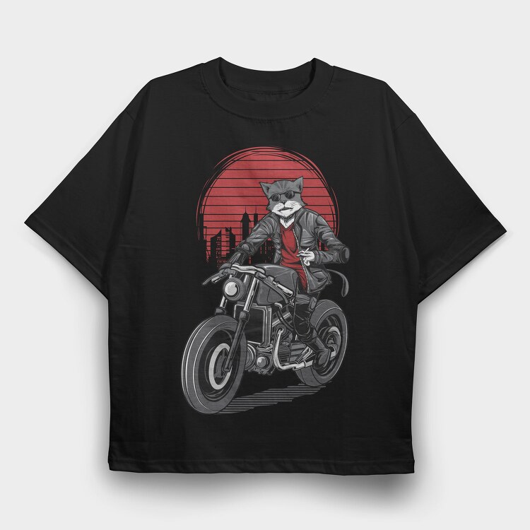 Cat Rider, Tricou Oversize Barbati (Unisex)