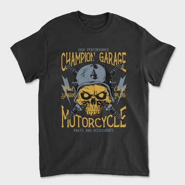 Champion Garage Motorcycle, Tricou Barbati (Unisex)