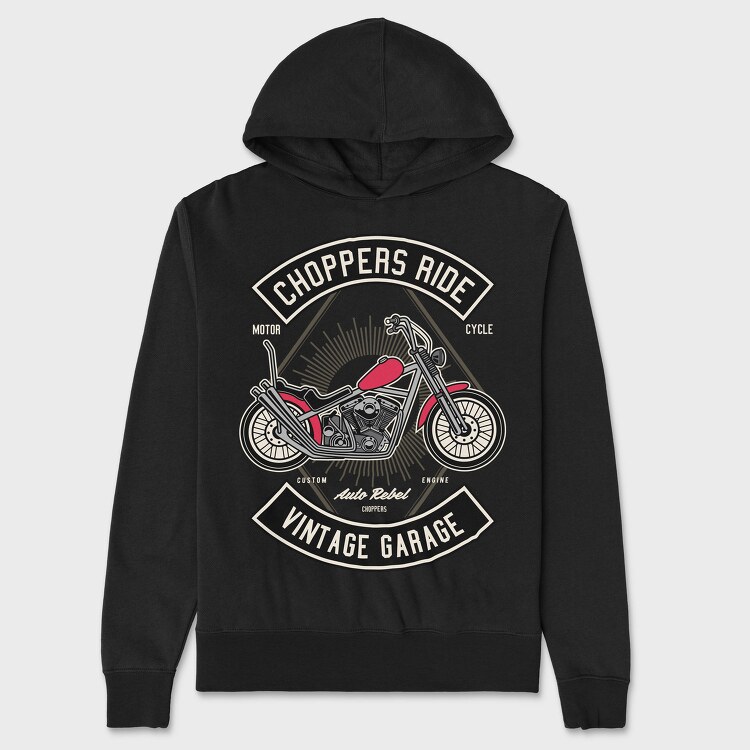 Choppers Ride Garage, Hanorac Oversize Barbati (Unisex)