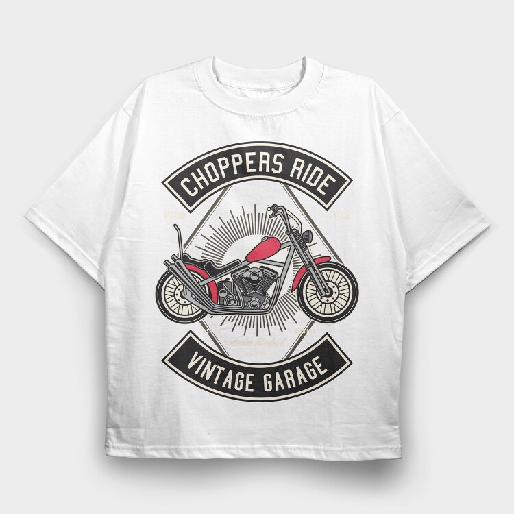 Choppers Ride Garage, Tricou Oversize Barbati (Unisex)