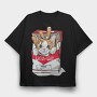 Cigarette Cat Warning, Tricou Oversize Barbati (Unisex)