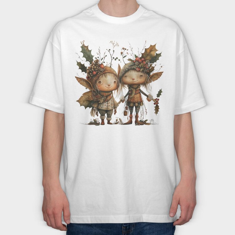 Christmas Elves Garden, Tricou Oversize Barbati (Unisex)