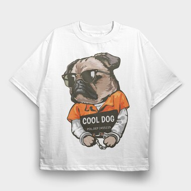Cool Dog In Cuffs, Tricou Oversize Barbati (Unisex)