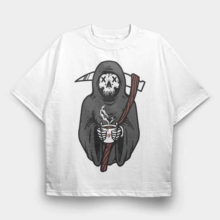 Death Coffee, Tricou Oversize Barbati (Unisex)