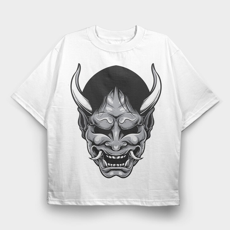 Demon Horns Grin, Tricou Oversize Barbati (Unisex)