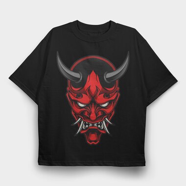 Demon Mask Red, Tricou Oversize Barbati (Unisex)
