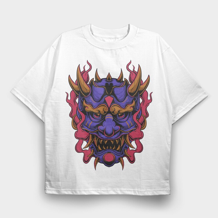 Demon Mask, Tricou Oversize Barbati (Unisex)
