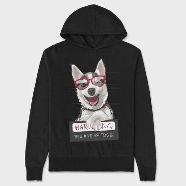 Dog Mugshot Warning, Hanorac Oversize Barbati (Unisex)