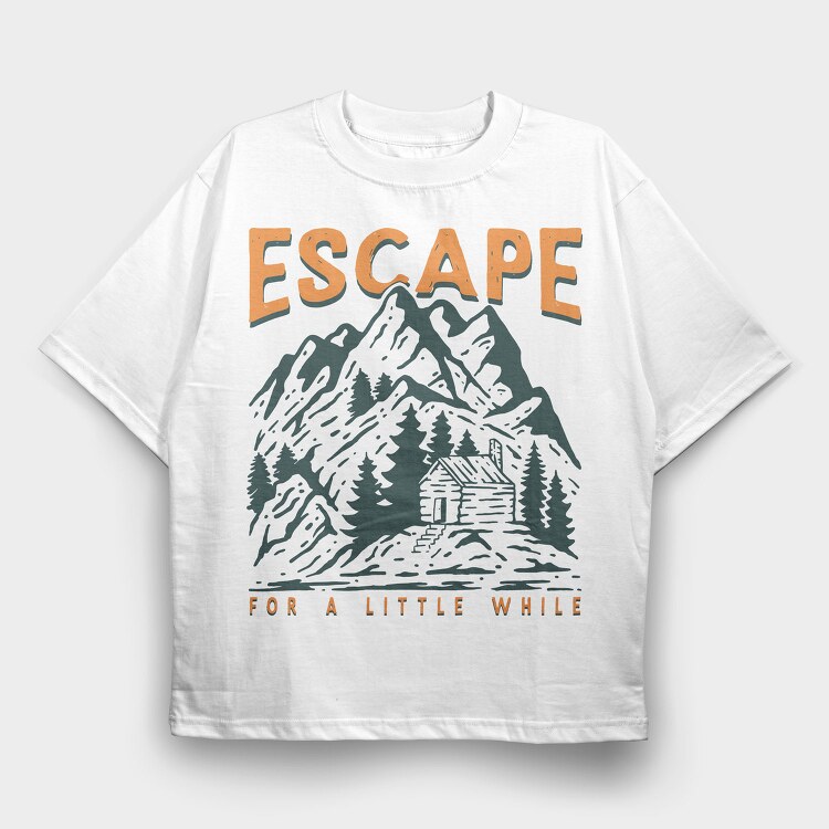 Escape Cabin Mountain, Tricou Oversize Barbati (Unisex)