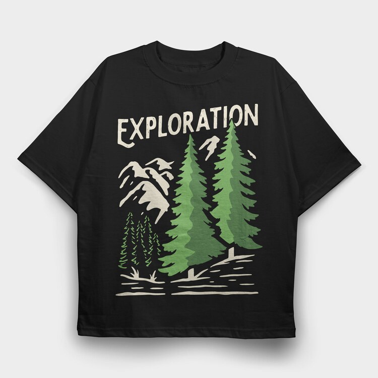 Exploration Evergreen, Tricou Oversize Barbati (Unisex)