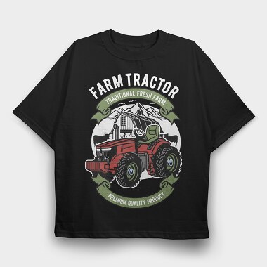 Farm Fresh Tractor, Tricou Oversize Barbati (Unisex)
