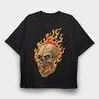 Flaming Skull, Tricou Oversize Barbati (Unisex)
