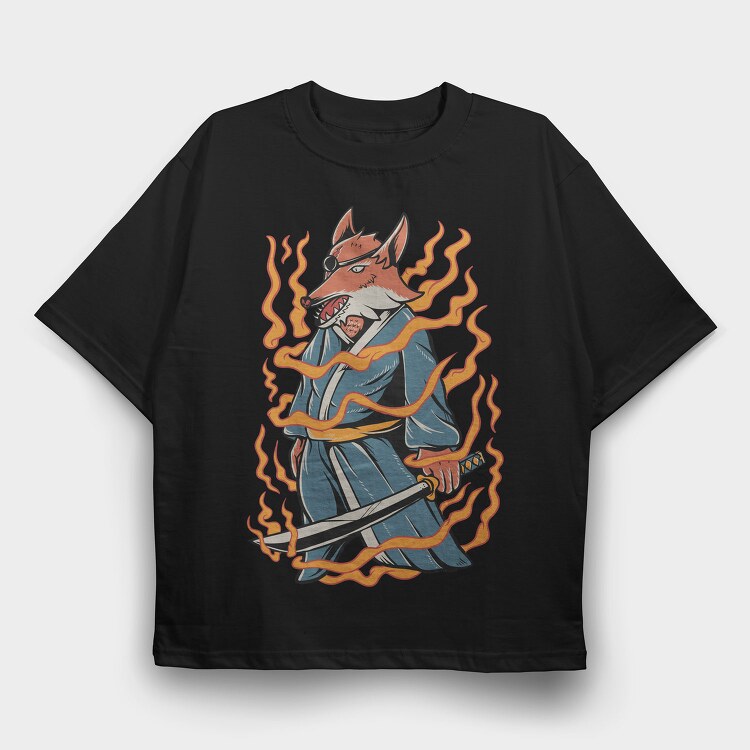 Fox Samurai, Tricou Oversize Barbati (Unisex)