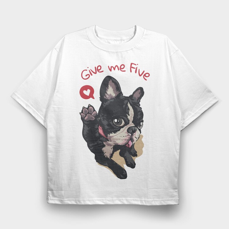 Frenchie Five Love, Tricou Oversize Barbati (Unisex)