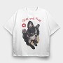 Frenchie Five Love, Tricou Oversize Barbati (Unisex)