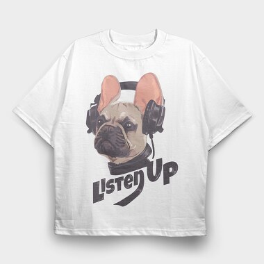 Frenchie Tunes Up, Tricou Oversize Barbati (Unisex)