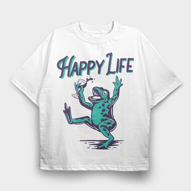 Frogs Happy Life, Tricou Oversize Barbati (Unisex)