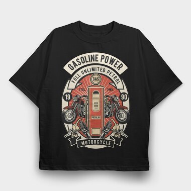 Gasoline Power Motorcycle, Tricou Oversize Barbati (Unisex)