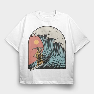 Grim Reaper Surfing, Tricou Oversize Barbati (Unisex)