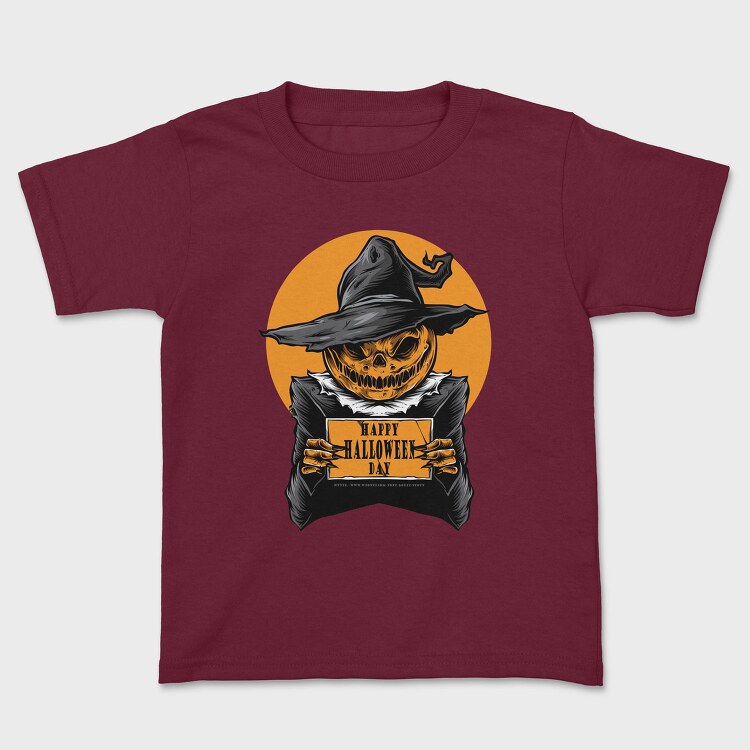 Halloween Witch Skull, Tricou Copii