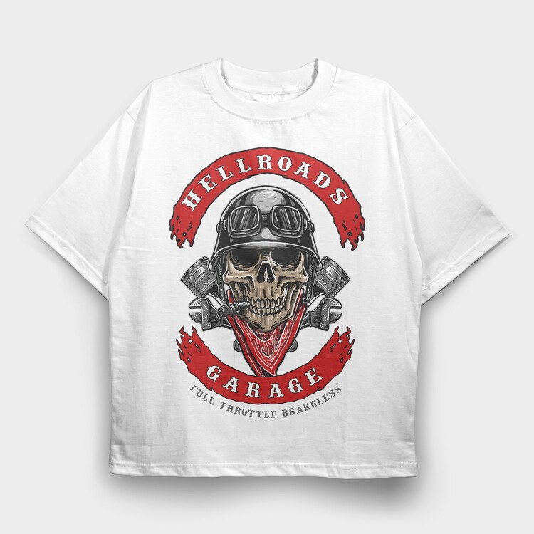 Hellroads Garage, Tricou Oversize Barbati (Unisex)