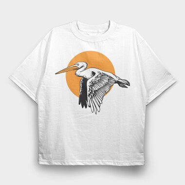 Heron Flight Sunset, Tricou Oversize Barbati (Unisex)