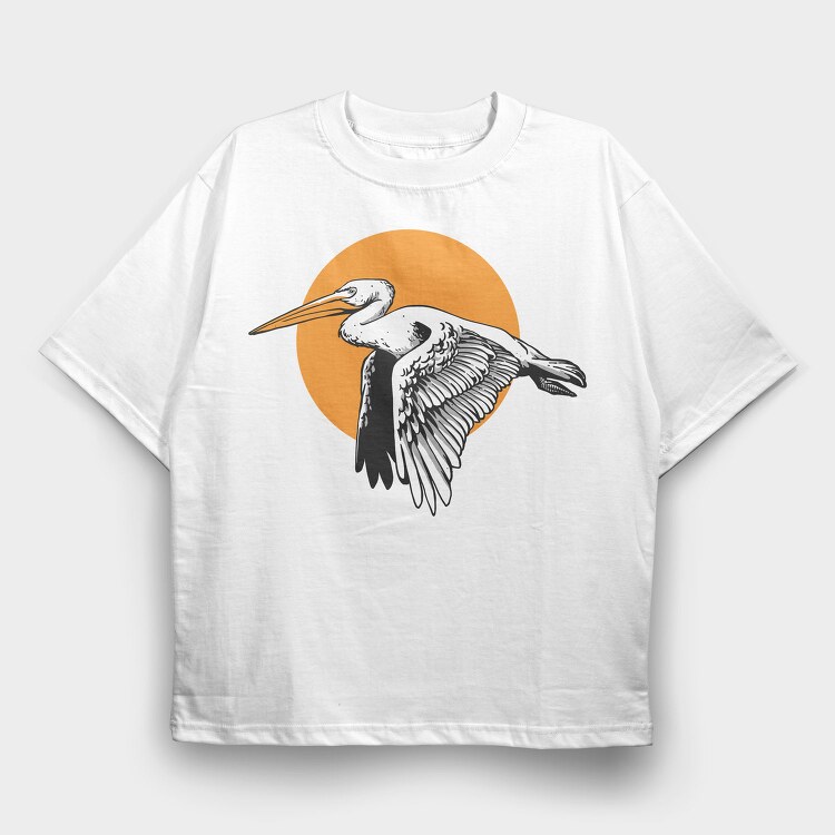 Heron Flight Sunset, Tricou Oversize Barbati (Unisex)